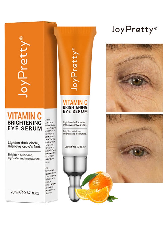 Vitamin C Brightening Eye Serum, Lighten Anti Aging Eye Serum Reduces Wrinkles Fine Lines Brightening Serum For Women, Remove For Dark Circles Puffiness Under Eye Bags Fine Line Crow's Feet, 20ML