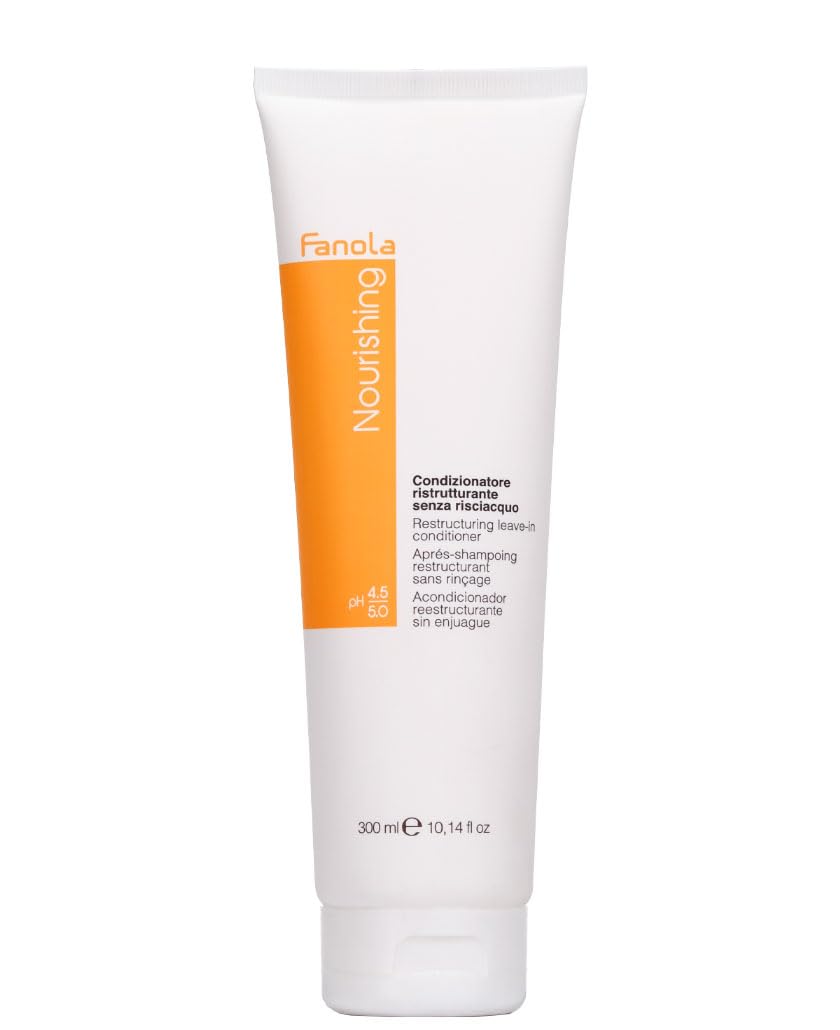 Fanola Restructuring Leave In Conditioner - Hydrating Hair Care with Frizz Control & Breakage Repair - Made with Linseed Oil & Milk Proteins for Instant Hair Shine (10.14 oz)