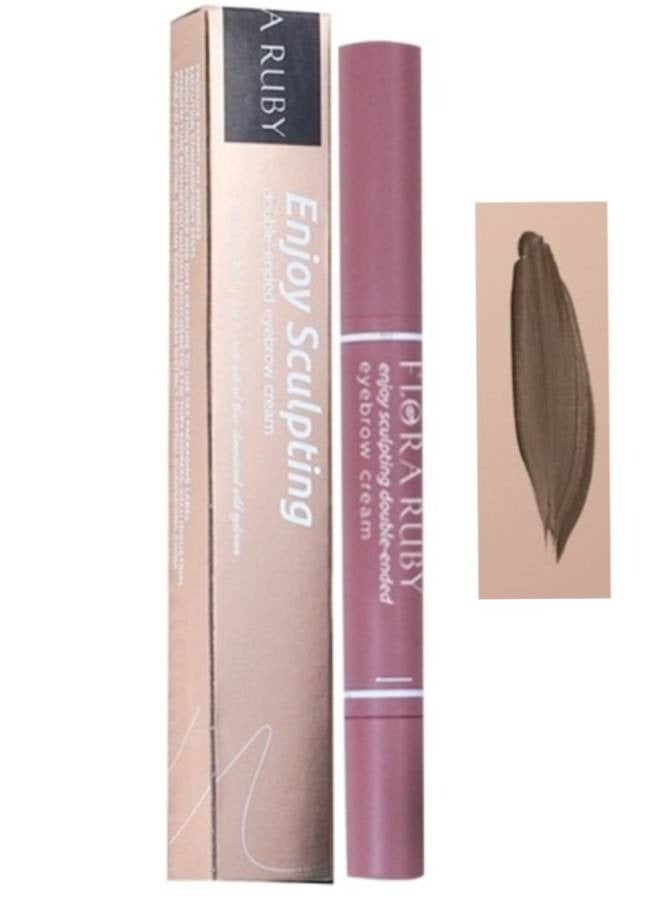 Double Ended Eyebrow Cream Dual Sided Brow Brush Waterproof and Smudge Proof Eyebrow Definer Pen Makeup Retractable Ultra Fine Tip Fills in Sparse Areas and Gaps Eyebrow Pencil Dark Brown