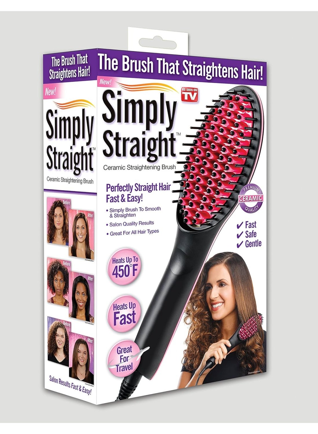 Hair Straightener Brush Thermostatic Straightening Comb Ceramic Tourmaline Fast Heating Anti-scald,Dual Voltage and LED Light Display,3 Temperature Adjustments,Perfect for Home Professional Salon