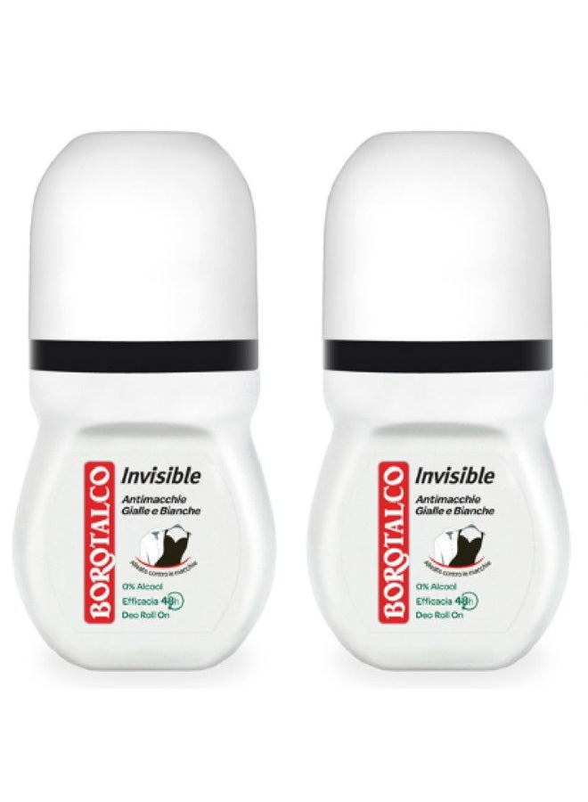 :"Invisible" Anti-Stain Deodorant 1.69 Fluid Ounces (50ml) Deo Roll On (Pack of 2) [ Italian Import ]