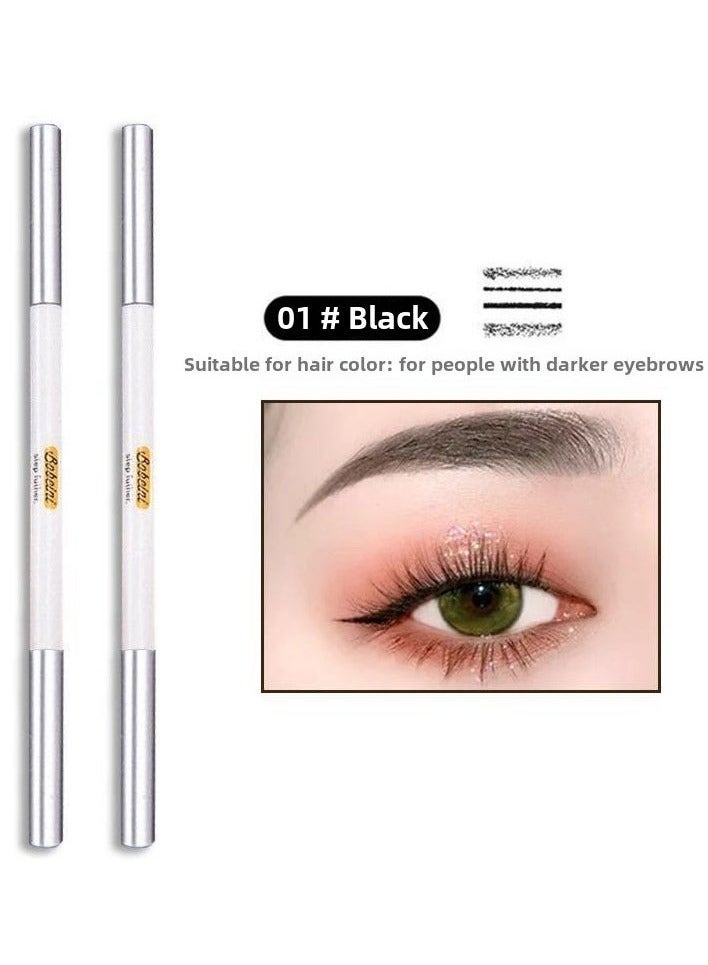 Waterproof Eyebrow Pencil With Spiral Brush, Sweat-Resistant Long-Lasting Makeup Tool, Natural 3D Eyebrow Shape, Easy For Beginners Black