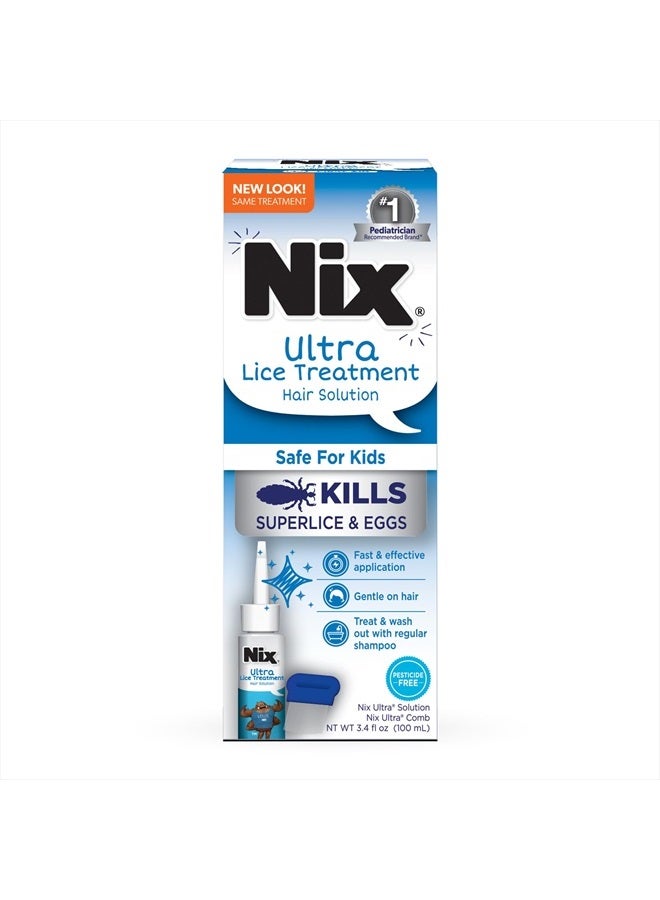 Ultra Lice Removal Kit, Lice Treatment Hair Solution, 3.4 fl oz & Lice Removal Comb