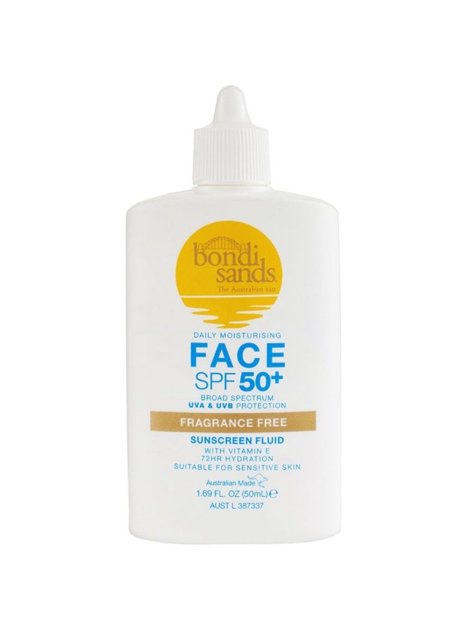 SPF 50+ Fragrance Free Face Fluid 50ml | Ultra-Light Broad Spectrum Daily Face Sunscreen | Non-Comedogenic UVA UVB Protection Fluid for Oily Sensitive Skin | Reef-Safe Oil-Free Facial Sunscreen