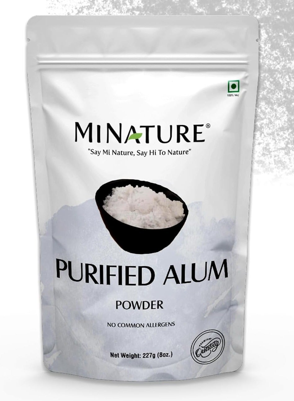 Purified Alum Powder (phitkari) by mi Nature | 227g(8 oz) (0.5 lb) | 100% Only Alum Powder | Nothing Added