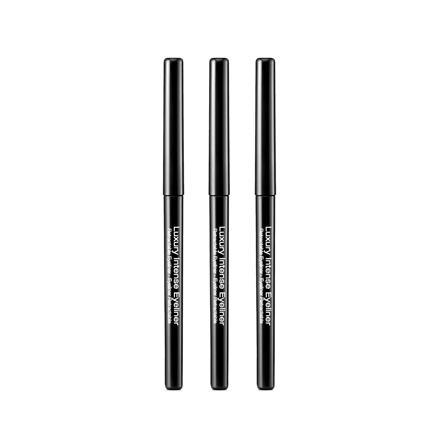 Kiss New York Professional Retractable Eyeliner, Luxury Intense Highly Pigmented Eye Makeup, Long-Lasting, Water-Resistant, Smudge-Proof, Smooth Gliding (3 PACK, Blackest Black)