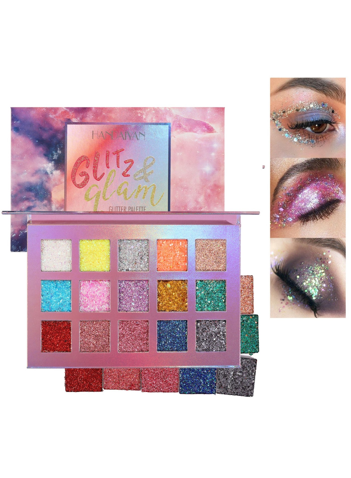 Eyeshadow Palette Makeup 15 Colour Glitter Shimmer Glossier Organic Professional EyeShadow Cream Set Bright Ultra Pigmented Long Lasting Easy To Apply Suite For Parties Performances Nightclubs 3