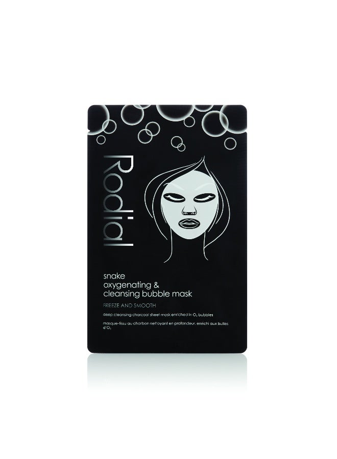 Rodial Snake Bubble Mask Individual – Deep Detox for Congested Skin, O2 Bubbles & Charcoal, Purifying Sheet for Blackhead Relief 20ml