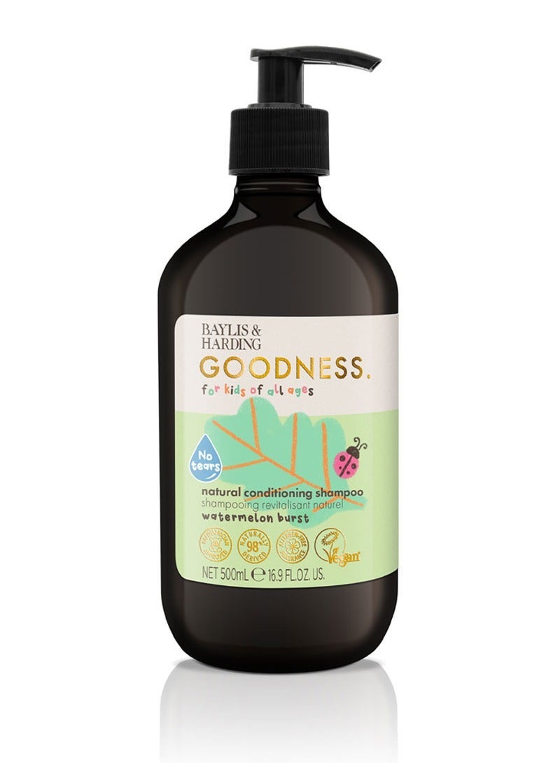 Goodness Kids Watermelon Burst Conditioning Shampoo, 500ml | Tear free- forumulated for new borns and older | 98% Natural | Allergen Free Fragrance | Vegan