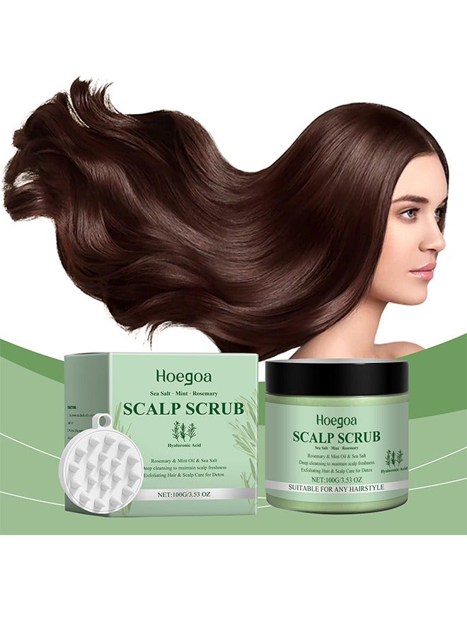Rosemary Scalp Scrub with Scalp Scrubber Set, Contains Rosemary, Peppermint Oil, and Petrel Ingredients Scalp Exfoliator Scrub, Scalp Cleanser for Relieve Scalp Itching, Exfoliate and Care for Scalp and Hair
