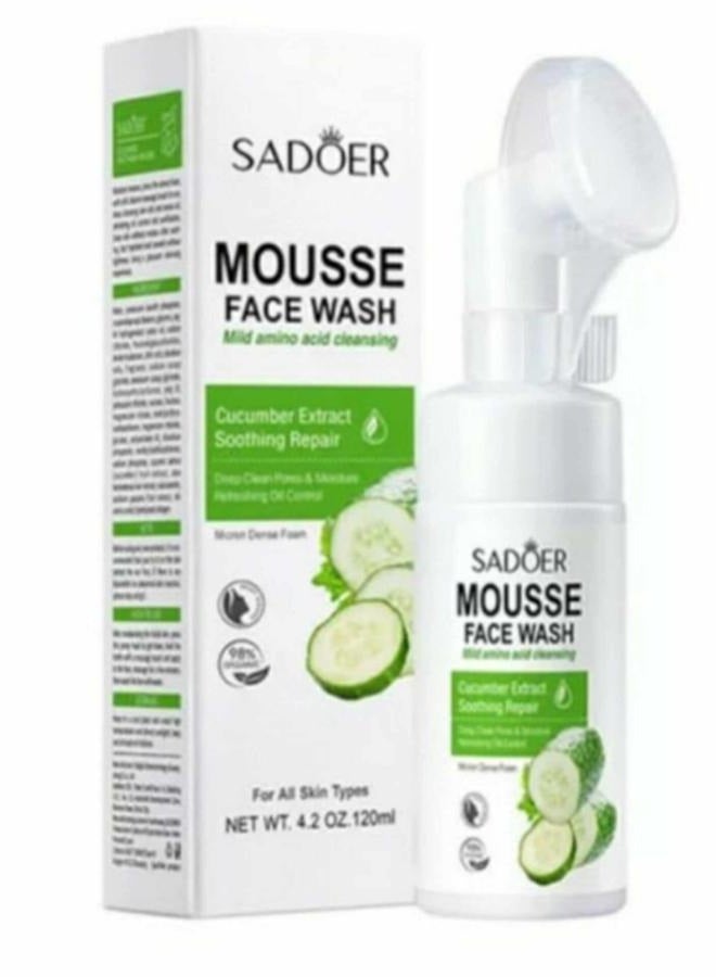 Cucumber Mousse Face Wash Amino Acid Deep Clean Pores Moisturizing Foam Cleanser 120ml