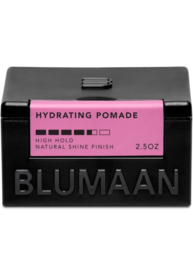 BLUMAAN Hydrating Pomade - Low Shine, High Hold - Water Based, Easy To Wash - Ideal for Quiffs, Pompadours, Ducktails & Slick Back Looks - 2.5 oz