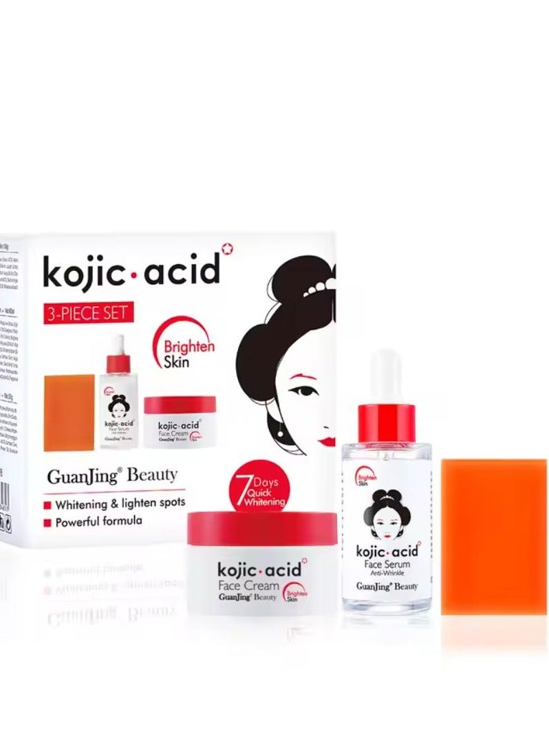 Brightening Kojic Acid Skincare Set Face Skin Care Even Skin Tone Moisturizing Face Cream Serum Skin Care Set