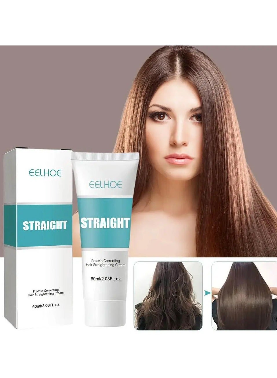 Protein Hair Straightening Cream Silk Gloss Smooth Rough Hair Repair Straight
