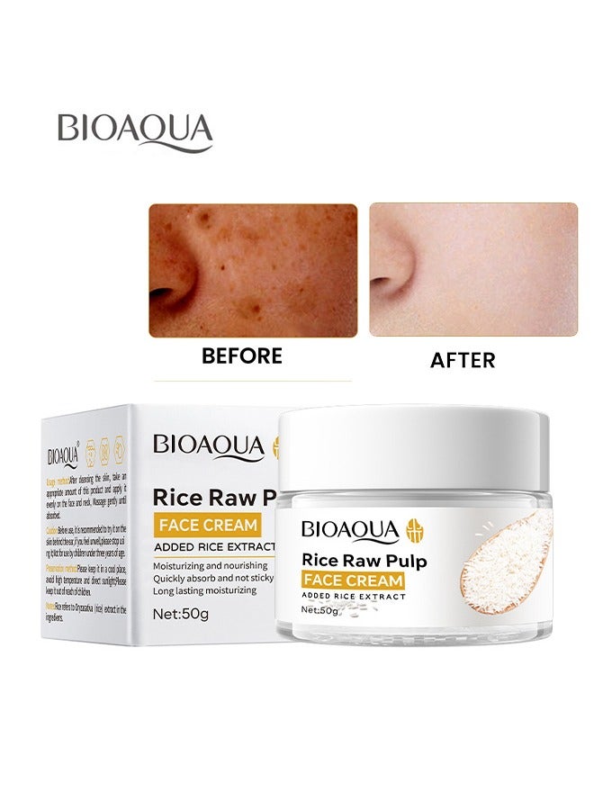 Rice Raw Pulp Face Cream, Improves Moisture Skin Barrier, Nourishes Deeply, Whitening ,Soothing to Even Out Skin Tone 50g