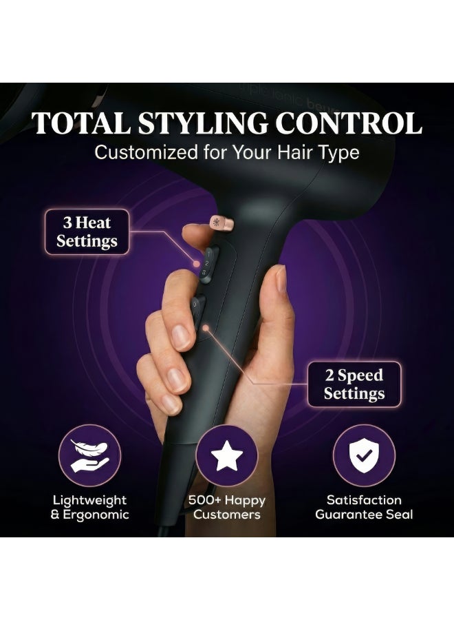 HC 50 Hair Dryer, 2200W Professional Hair Dryer, Ionic Technology for Smooth And Shiny Hair, 3 Heat And 2 Speed Settings, Cool Shot Function, Lightweight And Ergonomic Design - image 6