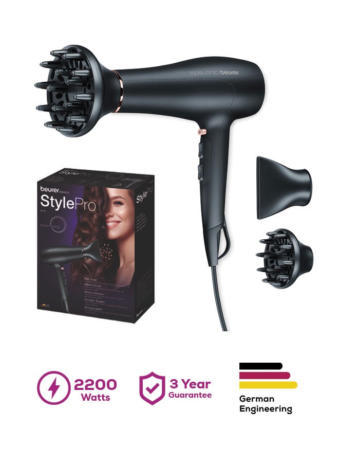 HC 50 Hair Dryer, 2200W Professional Hair Dryer, Ionic Technology for Smooth And Shiny Hair, 3 Heat And 2 Speed Settings, Cool Shot Function, Lightweight And Ergonomic Design