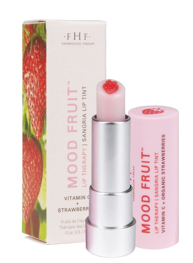 Shea Butter Lip Balm, Tinted Lip Balm for Dry Lips with Strawberry Mood Fruit Therapy