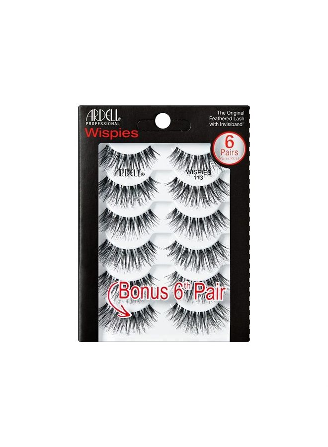 Wispies 113 Black, 6 Pairs x 1 Pack