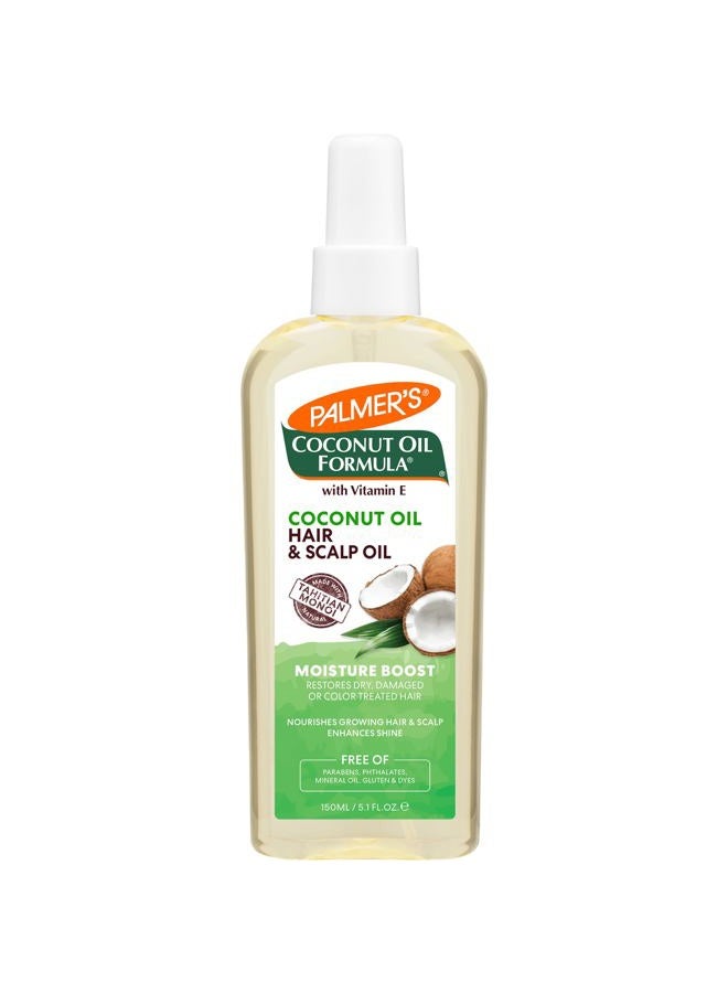 Coconut Oil Moisture Boost, Restorative Hair and Scalp Oil Spray, Lasting Hydration and Shine for Dry or Damaged Hair, Promotes Scalp Health, 5.1 Oz