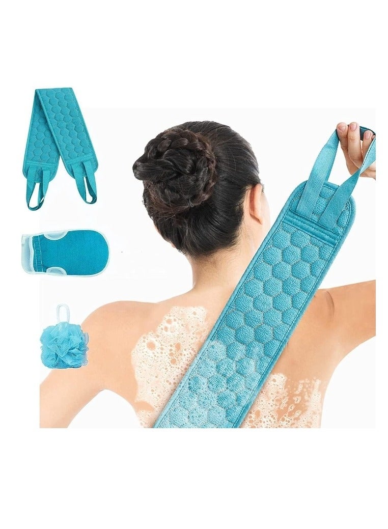 3 Pcs Bath Loofah Deep Exfoliating Gloves Skin Back Scrubber Ball Sponge For Shower Body Bathing By Women Men Baby