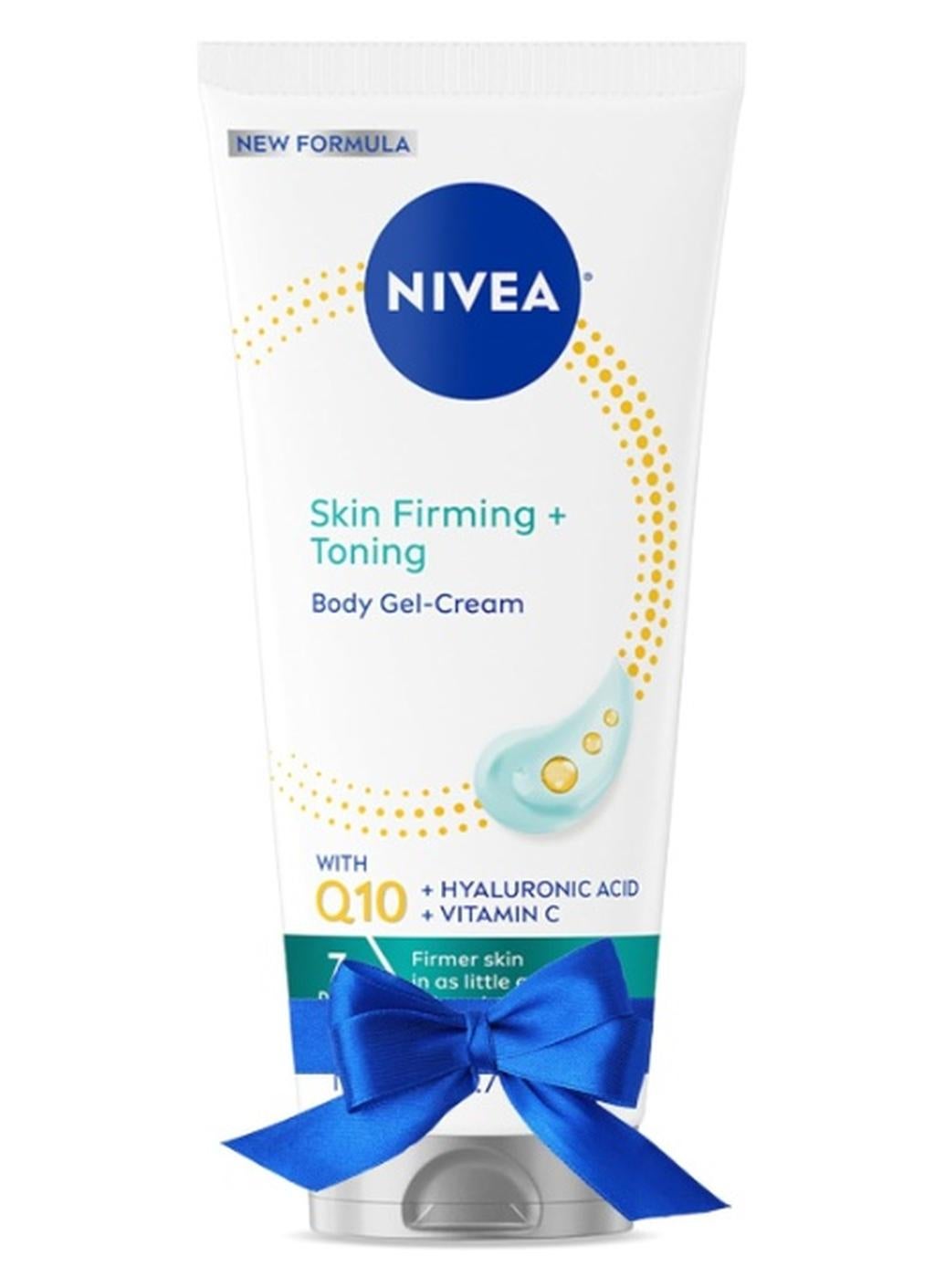 NIVEA Skin Firming & Toning Body Gel Cream with Q10, Hyaluronic Acid and Vitamin C, Clinically Tested Skin Firming & Toning Cream, 72-Hour Moisture, 6.7 Oz Tube