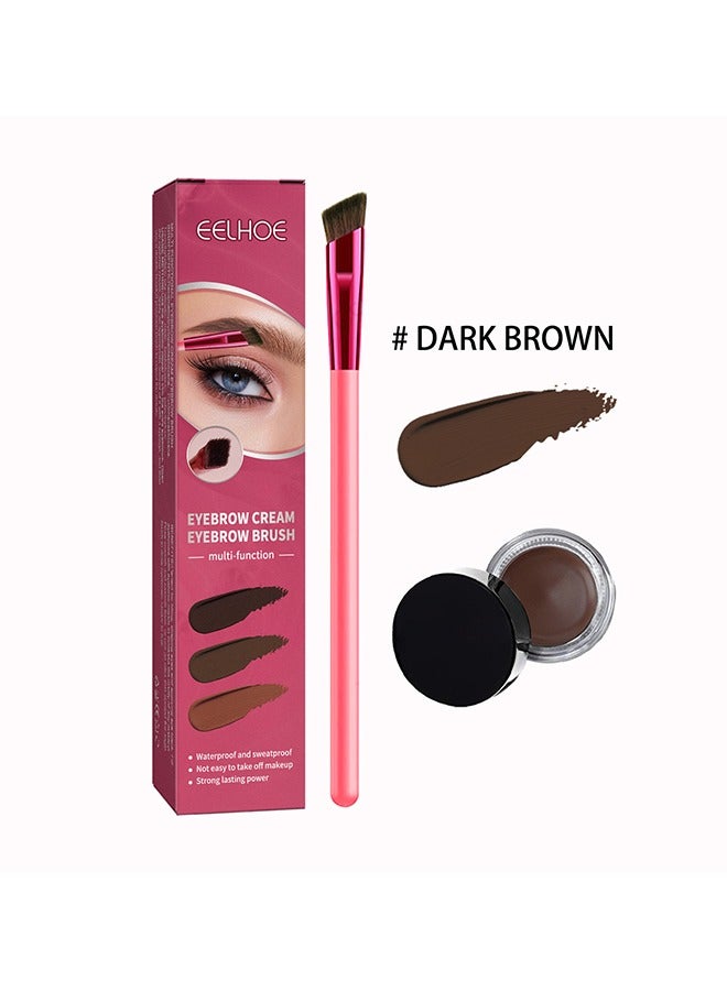 Multi Functional Eyebrow Cream Eyebrow Brush Set,Waterproof Sweat Resistant,Long Lasting Makeup,Reaching The Contour Effect Of Oblique Wild Eyebrow Eye Shadow,Suitable For Use In Makeup(Dark brown)
