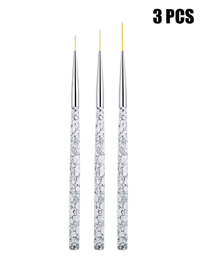 Professional Fine Nail Art Liner Brush UV Gel Painting Acrylic Nail Brushes Striping Brushes for Short Strokes, Details, Blending, Elongated Lines 3 pcs