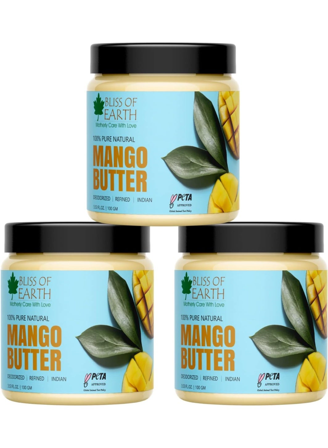 Deodorised Indian Mango Butter For Face Skin Hair and DIY 3x100GM Pack Of 3