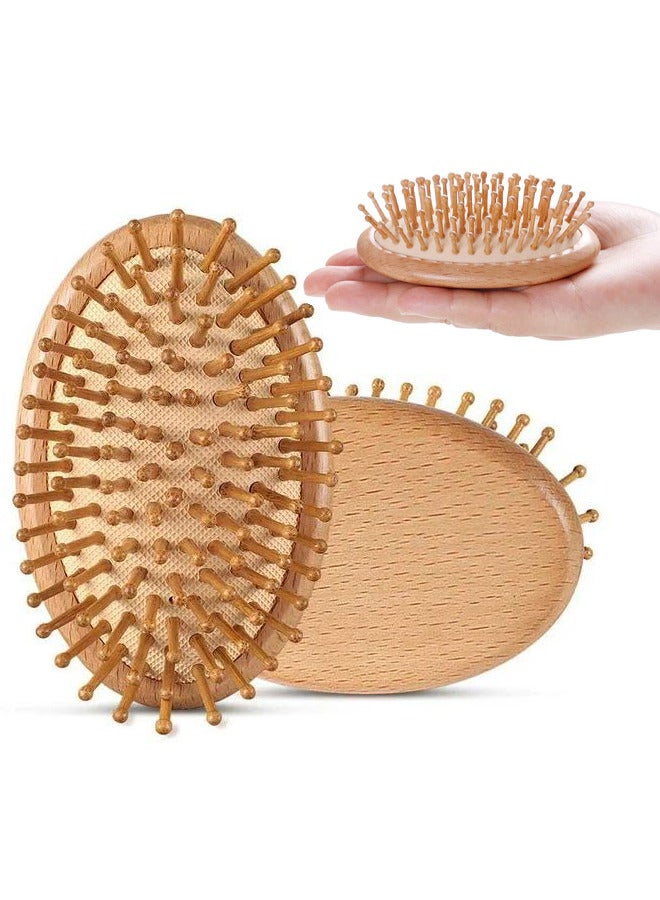 Massage Hair Brush, Hair Brush, Wood Bristle Hair Brushs, No Handle Design, Easily Put In Your Carry-On Cosmetic Bag, Round Wood Pins Anti-Static Protect Scalp And Hair, Mini Hair Brush