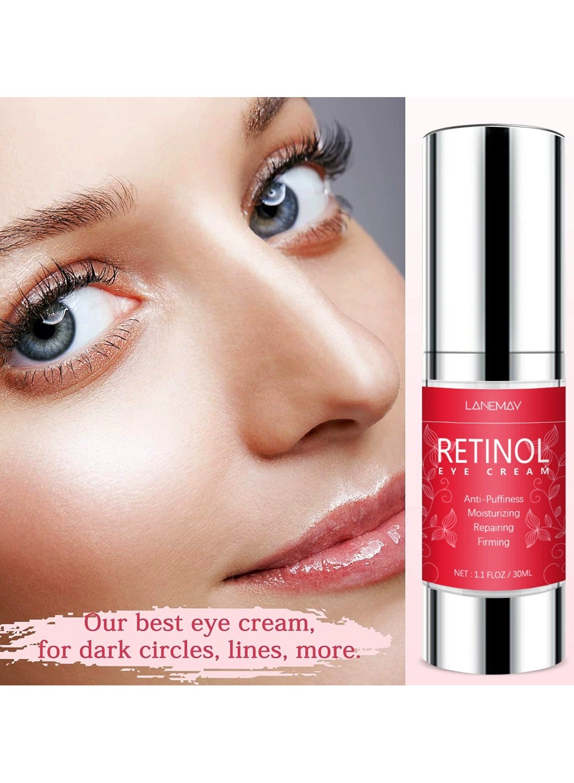 Retinol Eye Cream 30g – Moisturizing Eye Treatment Anti-Crow’s Feet, Firming and Smoothing Eye Skin