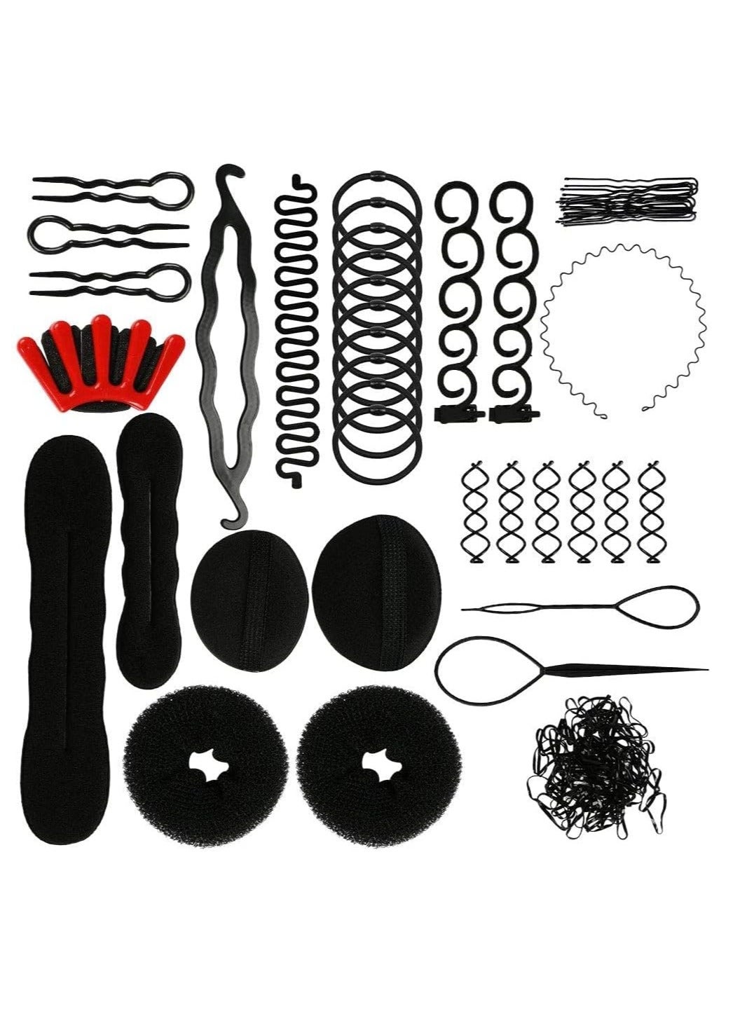 60 Pcs Hair Braiding Tools, 17 Styles Hair Design Styling Tools Accessories Set DIY Hair Accessories Hair Modeling Tools For Women Hairdresser Kits Set Donut Bun Ponytail Maker