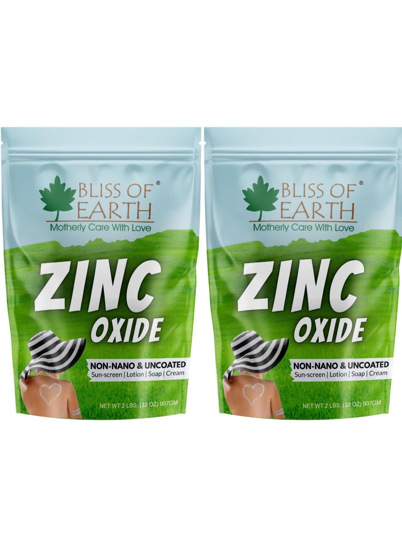 Bliss of Earth 32oz Zinc Oxide Powder Non-Nano & Uncoated for Skin, Face, Cosmetic & DIY Product 907Gm Pack of 2