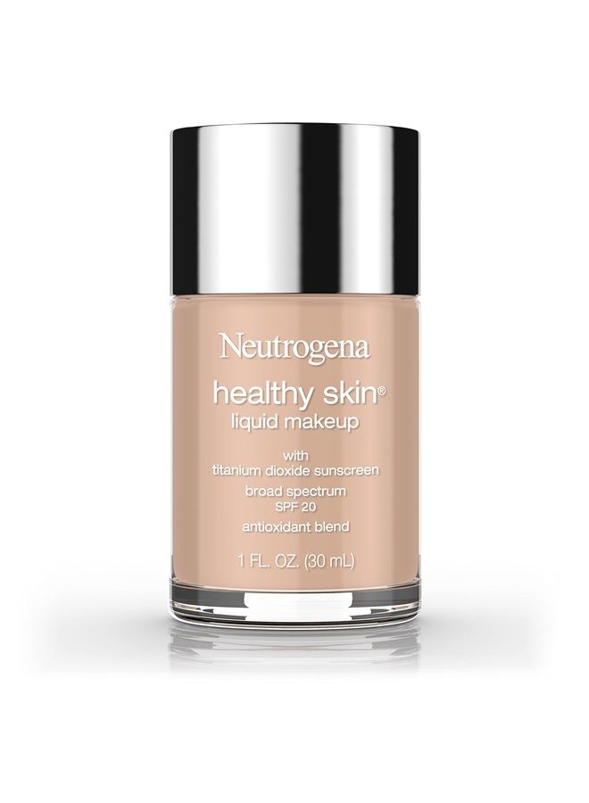Healthy Skin Liquid Makeup Foundation, Broad Spectrum SPF 20 Sunscreen, Lightweight & Flawless Coverage Foundation with Antioxidant Vitamin E & Feverfew, 90 Warm Beige, 1 fl. oz