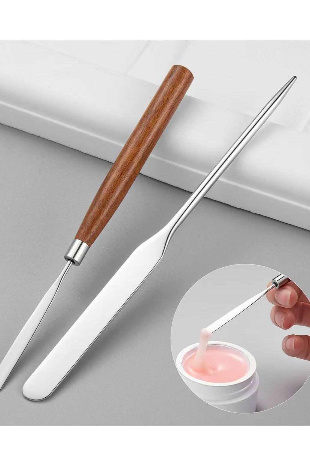 Spatula Stick Stainless Steel Nail Art Stirring Rod Cream Foundation Mixing Tool Makeup