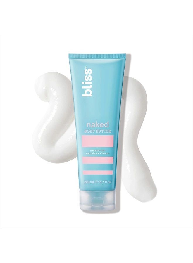 Naked Body Butter - Unscented - Maximum Moisture Cream - 6.7 Fl Oz - Daily Moisturizer for Women & Men - Fragrance Free - Vegan and Cruelty Free