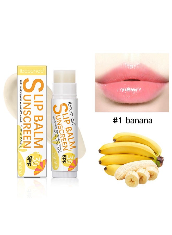 Lip Balm Sunscreen - SPF 30 Banana Sunscreen Lip Balm Vegan and Cruelty Free Broad Spectrum UVA/UVB Lip Care with Aloe and Vitamin E for Moisturized Lips #1
