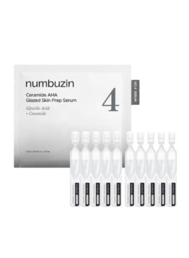 No.4 Ceramide Aha Glazed Skin Prep Serum | Exfoliating, Skin Barrier Repair, Face peel, Korean Glass Face | Glycolic Acid, PHA, Ceramides, Panthenol |10EA