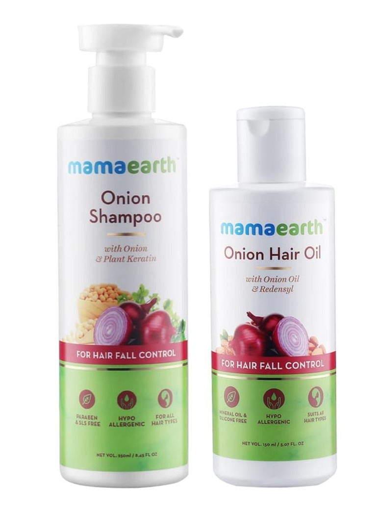 Onion Duo For Hair Fall Control: Onion Hair Oil 250 ml + Onion Shampoo 400 ml