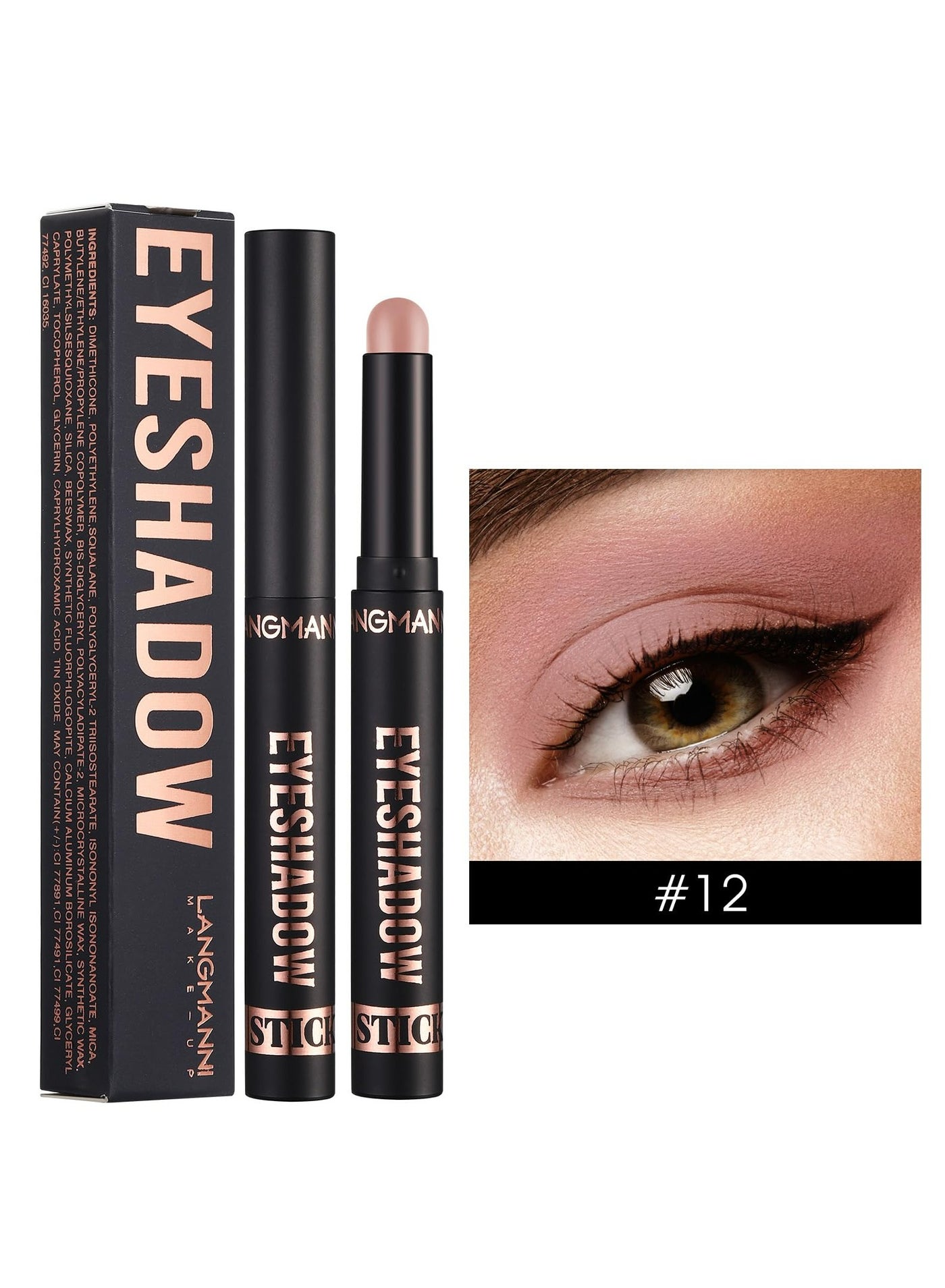 Waterproof Long-Lasting Eyeshadow Stick with Shimmer and Matte Finish(#12)