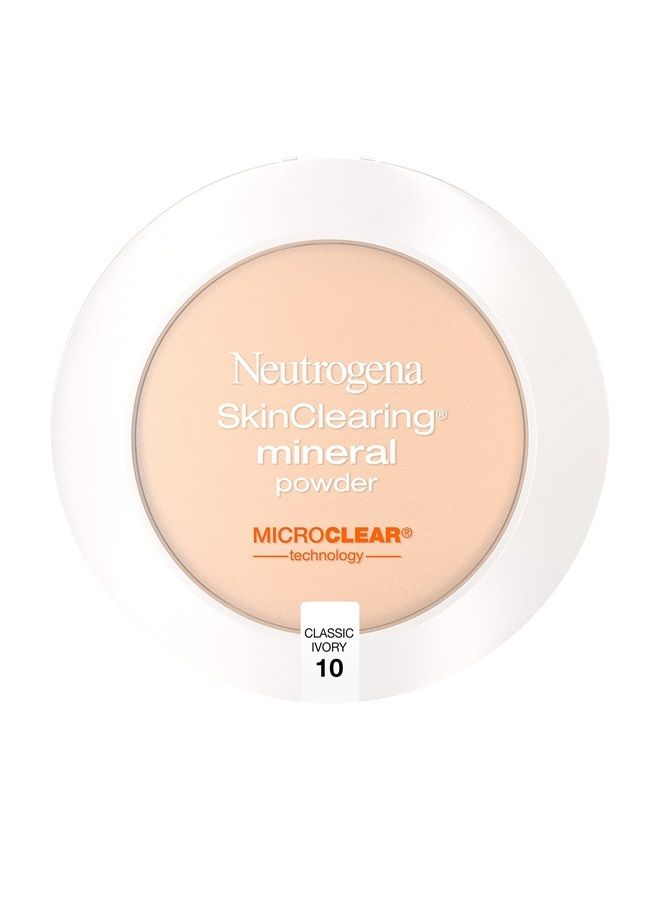 SkinClearing Mineral Acne-Concealing Pressed Powder Compact, Shine-Free & Oil-Absorbing Makeup with Salicylic Acid to Cover, Treat & Prevent Breakouts, Classic Ivory 10,.38 oz
