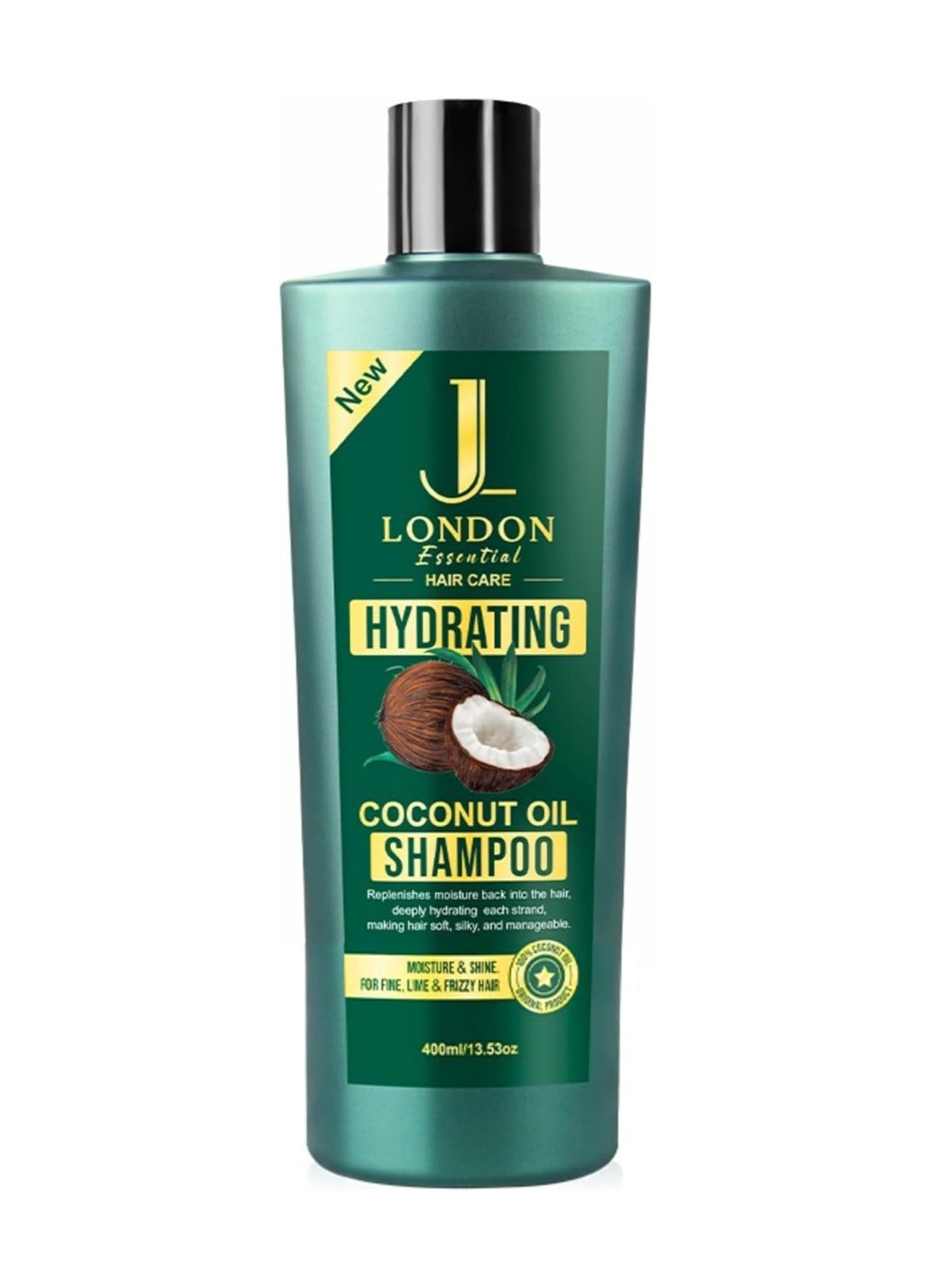 JL Essential Hair Care - Hydrating Coconut Oil Shampoo for Moisture and Shine - Ideal for Fine, Limp, and Frizzy Hair 400ml