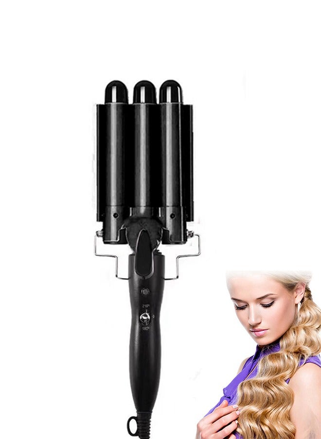 3 Barrels Hair Curler Styling Tool, Hair Waver Curling Iron Wand 25mm With Temperature Adjustable