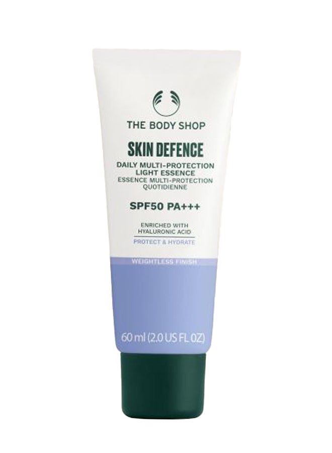 Skin Defence Multi-Protection Light Essence SPF 50 PA+++ – Lightweight Daily Face Sunscreen & Moisturiser | Broad-Spectrum UVA/UVB Protection, Shields Against Pollution | Non-Greasy, Fast Absorbing, Invisible Finish, 50ml