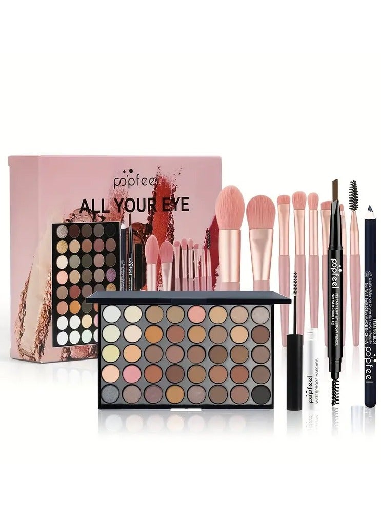 40 Colors Eyeshadow Palette Eyebrow Pencil Eyeliner Pen Mascara With A Set Of Makeup Brushes Ideal Gift For Birthday Makeup Set