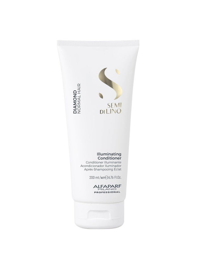 Alfaparf Milano Semi Di Lino Diamond Shine Illuminating Hair Conditioner - Sulfate Free - For Normal Hair - Safe on Color Treated Hair - Paraben and Paraffin Free - Professional Salon Quality, 6.76 Fl Oz