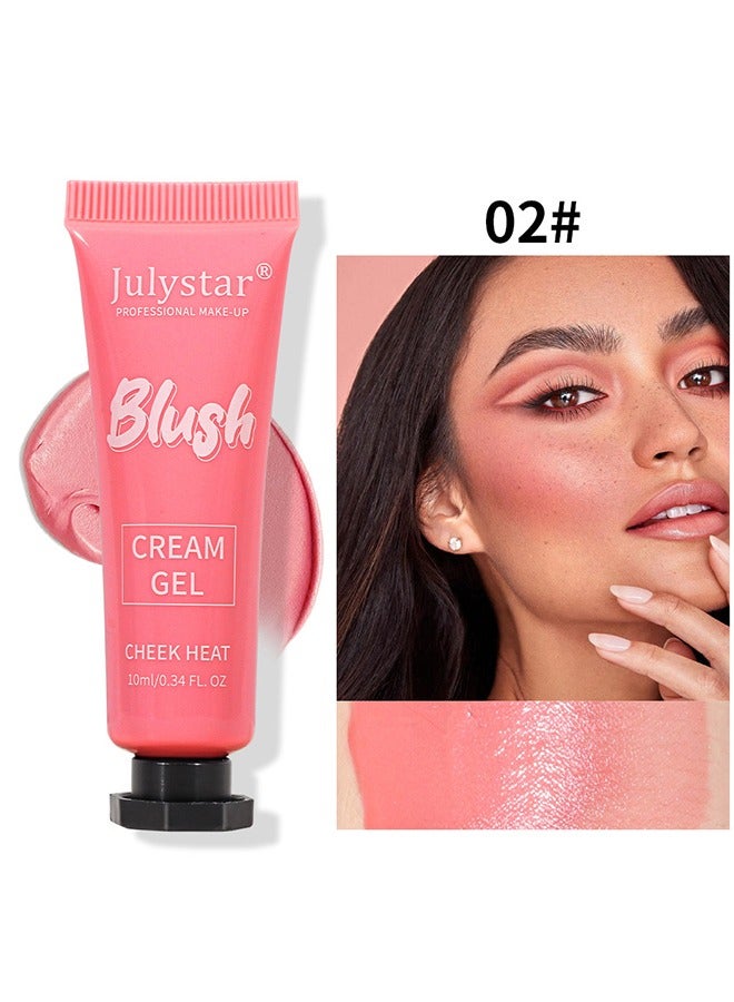 Blush Cream Gel, Soft Cream Blush Makeup with Cushion Applicator for cheeks, Natural Glossy, Improve Complexion, Long-Wearing, Blush Makeup for Face, Eyes and Lips
