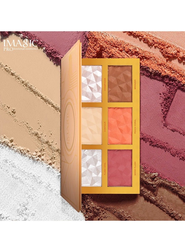 IMAGIC 6-Shades Face Palette | Customizable Contour, Highlighter & Blusher Kit | Create a Radiant, Glowing Complexion