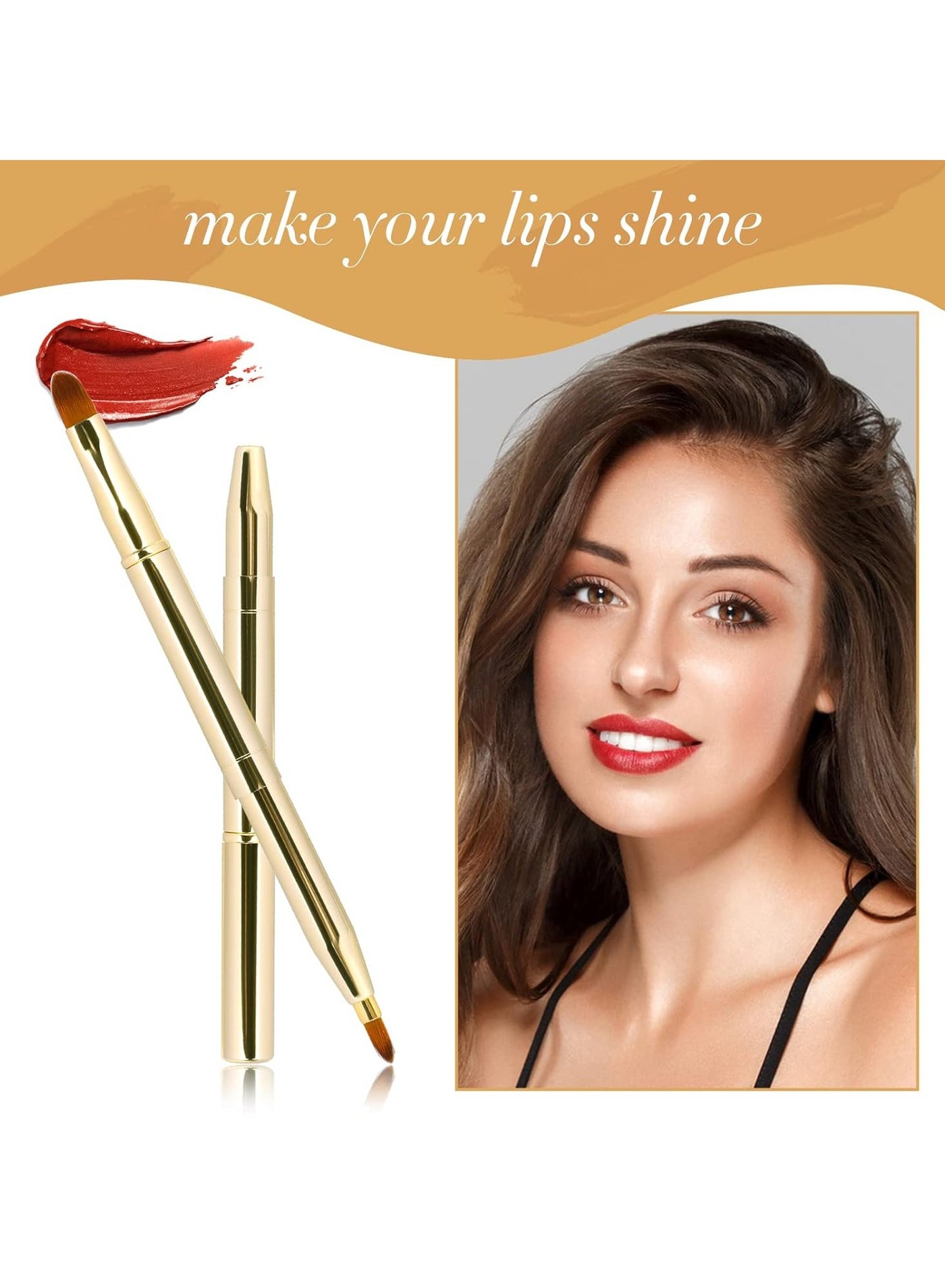 1Pc Retractable Lip Brush with Double Head and Cover Concealer Makeup Brush Lipstick Brush Lip Brush Makeup Tool Compact and Portable