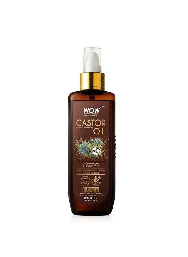 Castor Oil, Cold Pressed For Hair, Nails, Eyebrow, and Eyelash Growth For Women and Men, Intense Moisturizer For Dry Hair & Skin, Rapid Eyelashes Boost, 100% Pure Castor Oil, Hexane F